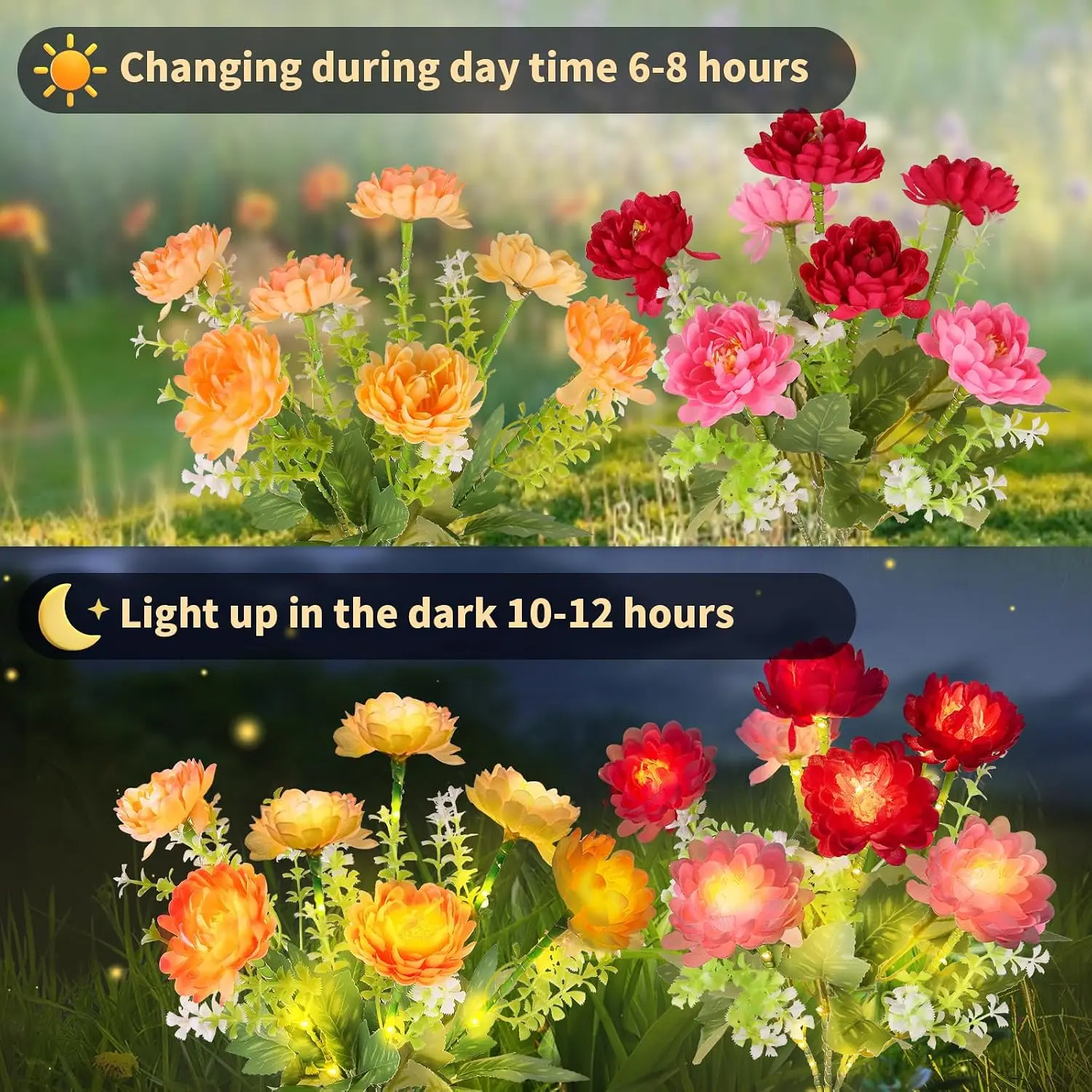 Solar Flower Lights, LED Snow Lotus Garden Lights, Outdoor Solar Lawn Lamps for Garden Yard Pathway Patio Landscape Decoration