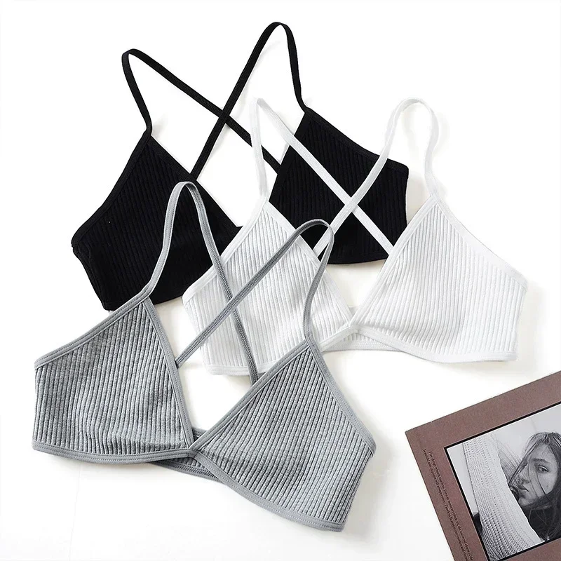 Women Cross Strap Sexy Bra Top Women Push Up Bras French Triangle Cup Crop Top Wire Free Brassiere Female Intimates Bralette