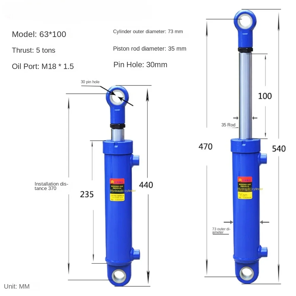 For 3 tons 5 tons hydraulic cylinder hydraulic cylinder two-way lift small heavy oil top hydraulic station wood splitter