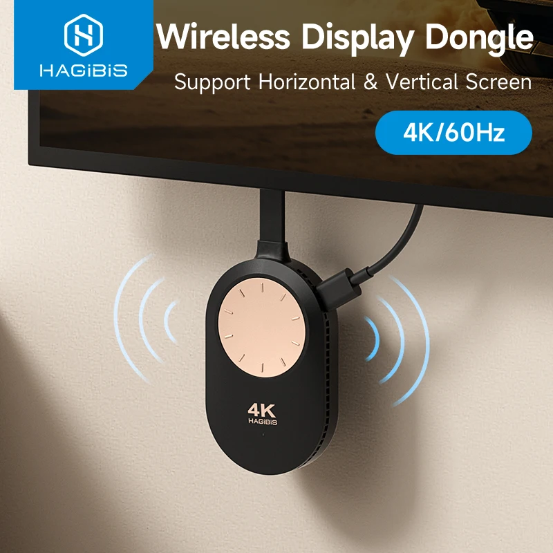 Hagibis bezprzewodowy Adapter klucza sprzętowego 4K @ 60Hz bezprzewodowy przedłużacz do laptopa PC Smartphone projektor HDTV iOS