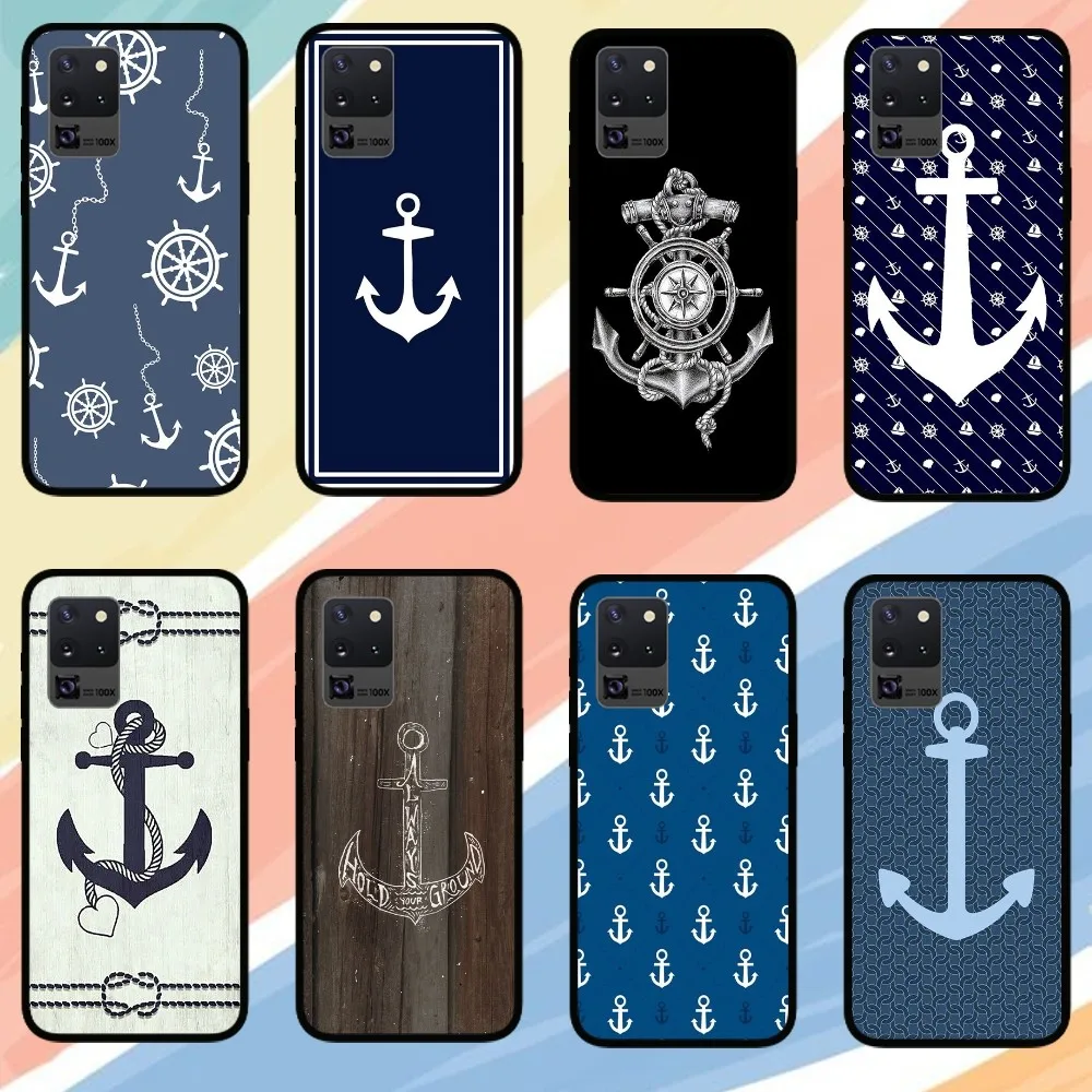 Classical Small Anchors Phone Case For Samsung Galaxy S24 S23 S22 S21 S20 FE Note 20 Ultra 5G Black Phone Case