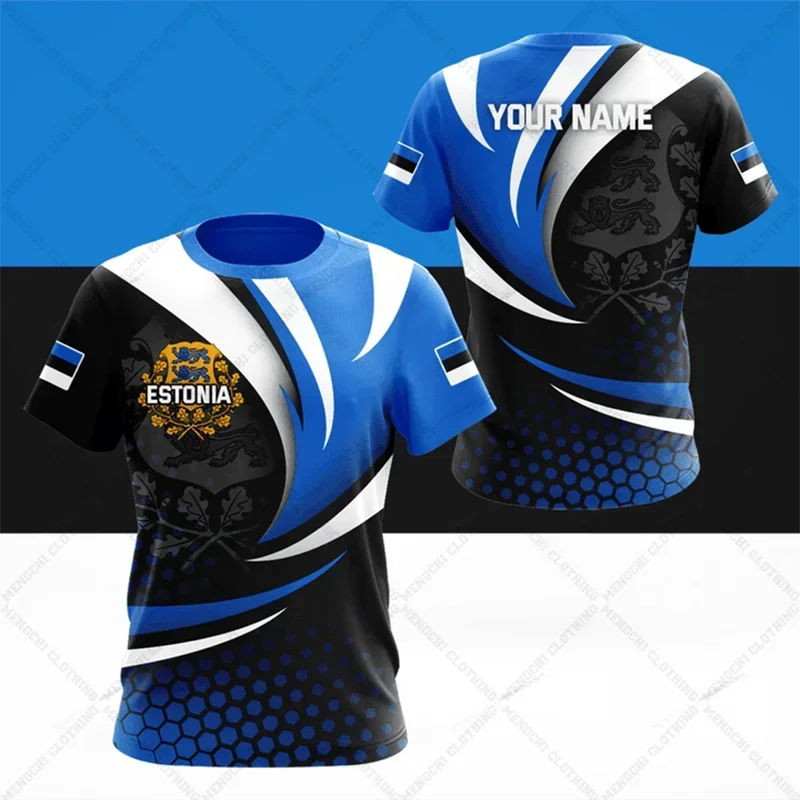 

Estonia Flag & Coat of Arms Graphic Tee Summer Casual Pullover Men's Fashion O-neck T-shirts Boys Oversized Short Sleeve Tops