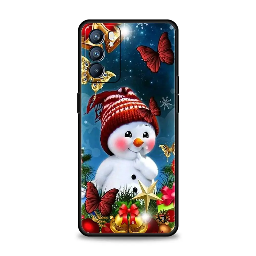 Christmas New Year Cartoon Phone Case For OPPO A74 A54 A53 A52 A9 2020 A17 A16 A15 A12 A76 A95 Reno7 Reno6 Find X5 Pro 5G Cover