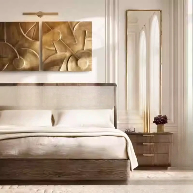 Amerikanischer Stil, Massivholzbett, Retro, Doppelbett, Hauptschlafzimmer 1,8 Meter, Möbel