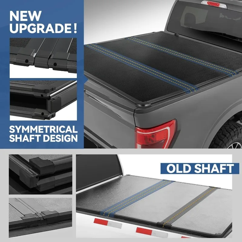 home.Hard Tri-Fold Truck Bed Tonneau Cover Compatible with 2016 2017 2018 2019 Tacoma 5Ft Bed,Black Powdercoated Hard FRP