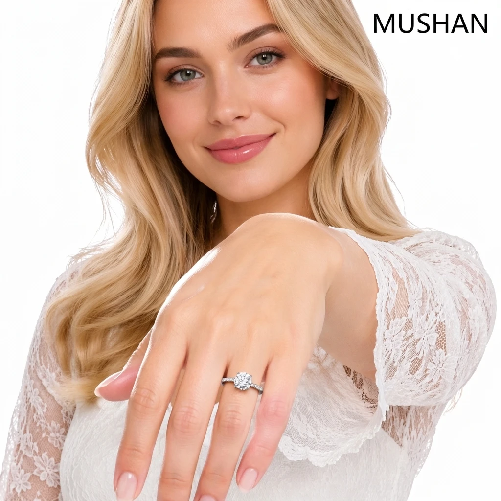 

MUSHAN Luxury Jewelry 925 Sterling Silver Ring VVS Moissanite Artisan Ring for Partner 18K Gold Plated MST Patent Fine Jewellery