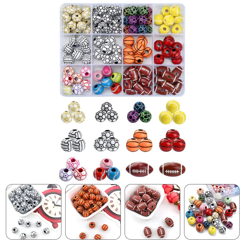 

Sports Ball Beads Acrylic DIY Jewelry Making Accessories for Bracelets Necklaces Unique Sports Theme Beads Necklace DIY Material