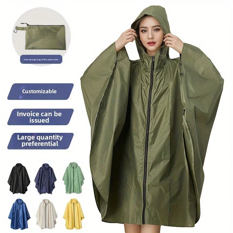 

Модный унисекс-плащ-дождевик для взрослых, легкий водонепроницаемый пончо на молнии для активного отдыха, походов и езды на велосипеде