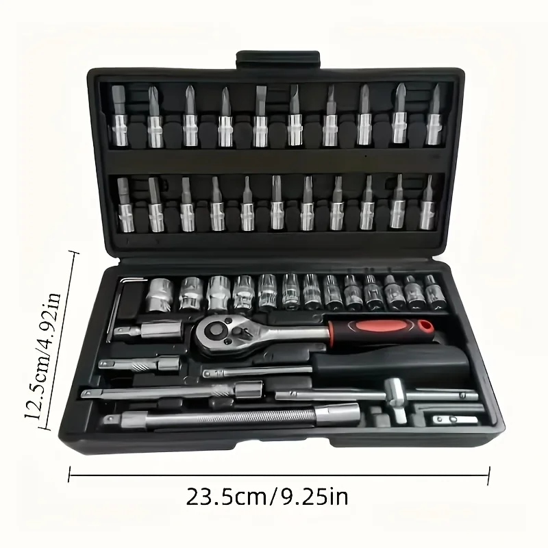 

46/216-Piece Multi-Function Socket Wrench Set, Auto Repair Parts Toolset - For Automobiles, Including Durable Portable Toolbox