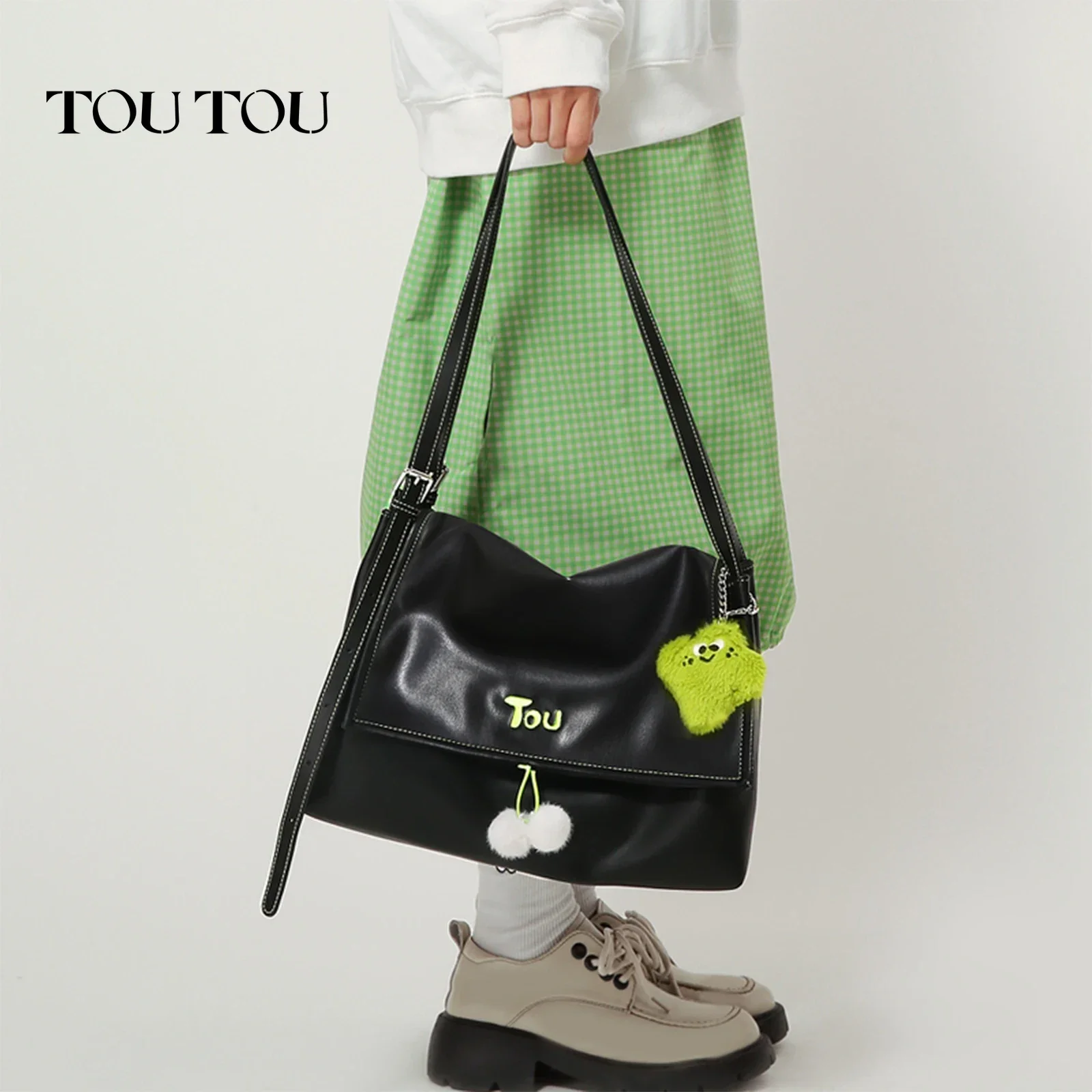 TOUTOU Tote Bag Doll Pendent Large Capacity PU Leather Handbag Shoulder Bag School Women Bag Back To School Valentine's Day Gift