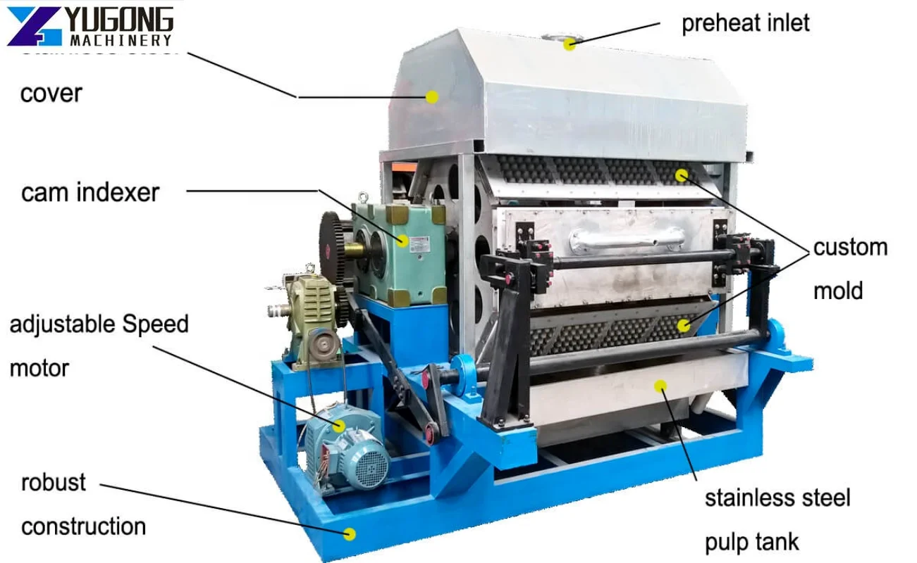 Low cost egg tray making machine with tray