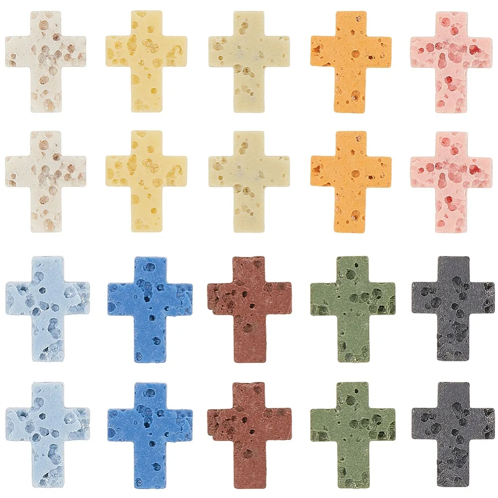 

60Pcs 10 Colors Lava Rock Beads Dyed Mixed Color 11x9x3mm Hole: 1mm 6pcs/color