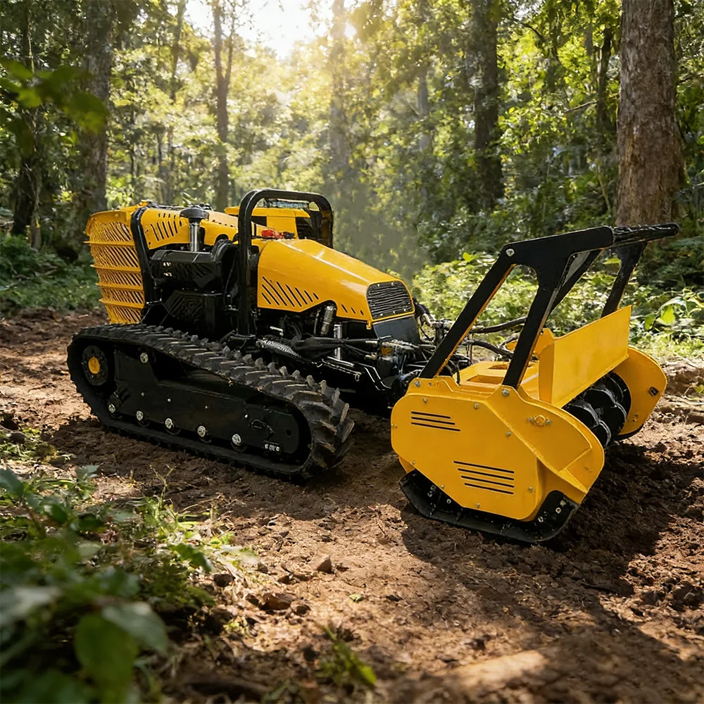Heavy Duty Remote Control Crawler Forestry Mulcher Tracked Automatic Grass Cutting Equipment Diesel Commercial Forestry