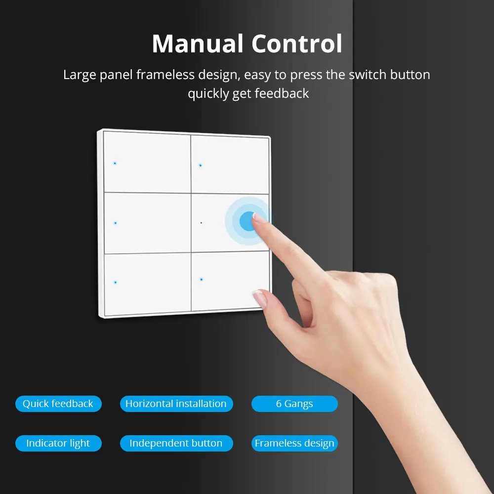 Zemismart Zigbee Push Wall Light Switches 6 Gangs with Neutral Interruptor Work with Tuya Alexa Google Home Smartthings