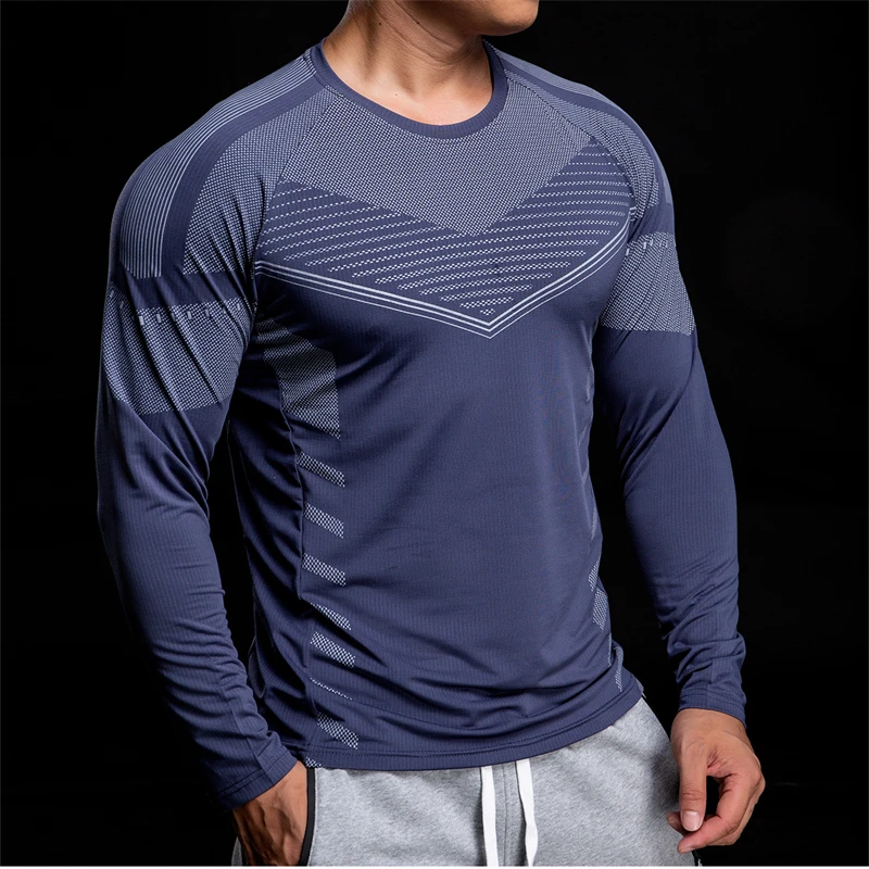 

Men's Sports T-shirt Fitness Training Long Sleeve Tops Running Bodybuilding Gym T-shirts 2023 Male Casual Skinny Sportswear Tees