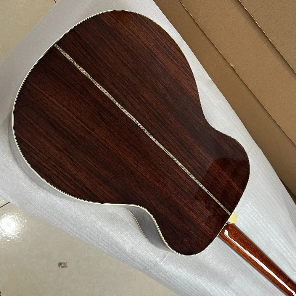 New Arrival 000 Style Acoustic Guitar, Rosewood Fingerboard, Solid Spruce Top, 6 String, Bone Nut, Half Closed Tuning Peg
