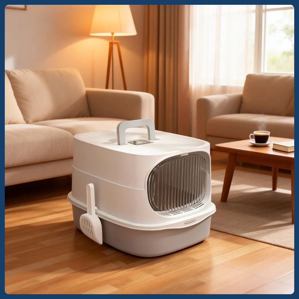 

Полностью закрытый большой лоток для котят — кошачий туалет с защитой от брызг и запаха с полузакрытым входом, товары для домашних животных