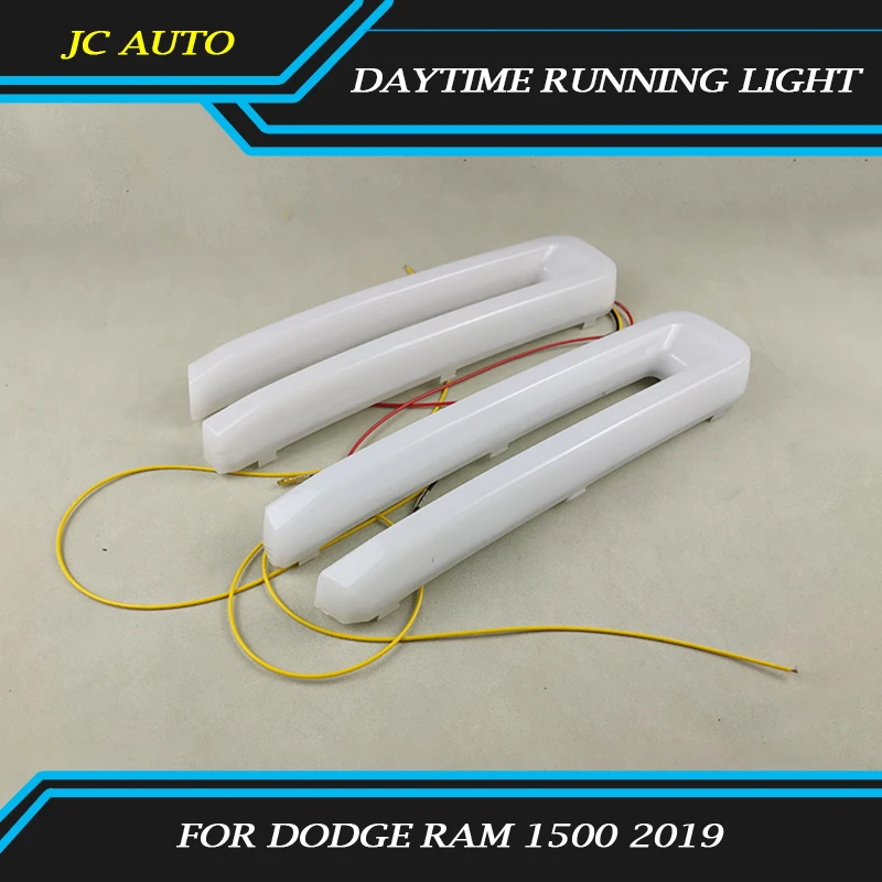 Fit for Dodge Ram 1500 2019 Car Grille Side Light DRL With Yellow Signal Light Modified day lights car accessories