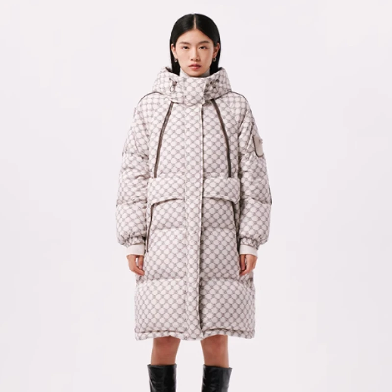 Chericom Warm Mid-Length Down Coat Hooded Large Flap Pockets Loose Fit Duck Down Puffer Padding 2025 New Female Jacket Y299187Y