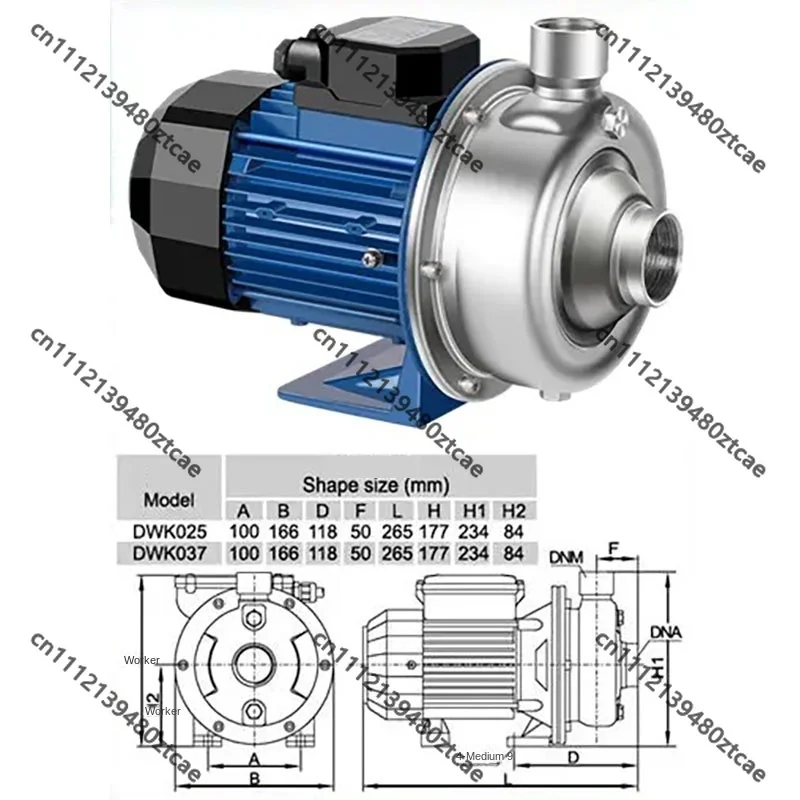 Useful 370W Acid and Alkali Resistant Small Impurity Sewage Pump/semi-Open Impeller Stainless Steel Centrifugal Water Pump BB