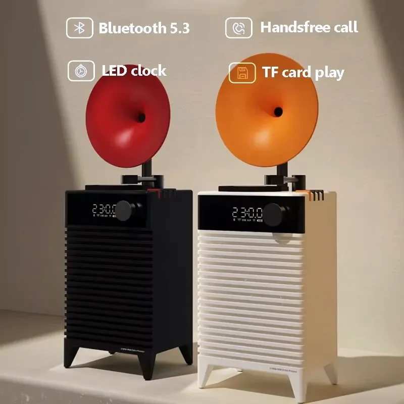 

Multi functional wireless Bluetooth speaker LED clock ambient lighting subwoofer with high sound quality supports AUX/TF play