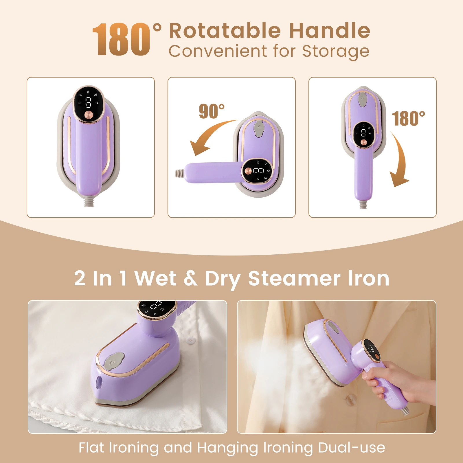 2-in-1 Mini Garment Steamer Handheld Steam Iron Portable Home Travelling For Clothes Ironing Wet Dry Ironing Machine 110V/220V
