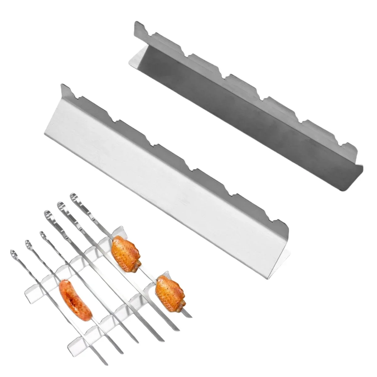 2pcs Kebabs Racks Stainless Steel Anti-deform Utensils Grill Skewers Holder Kebabs Skewers Racks BBQ Accessories