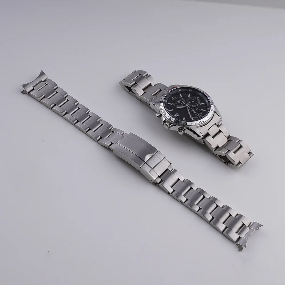 Rolamy 20mm WatchBand Strap OysterStyle 316L Stainless Steel Deployment Clasp Silver Bracelet For Seiko SND367 SND363 SND365