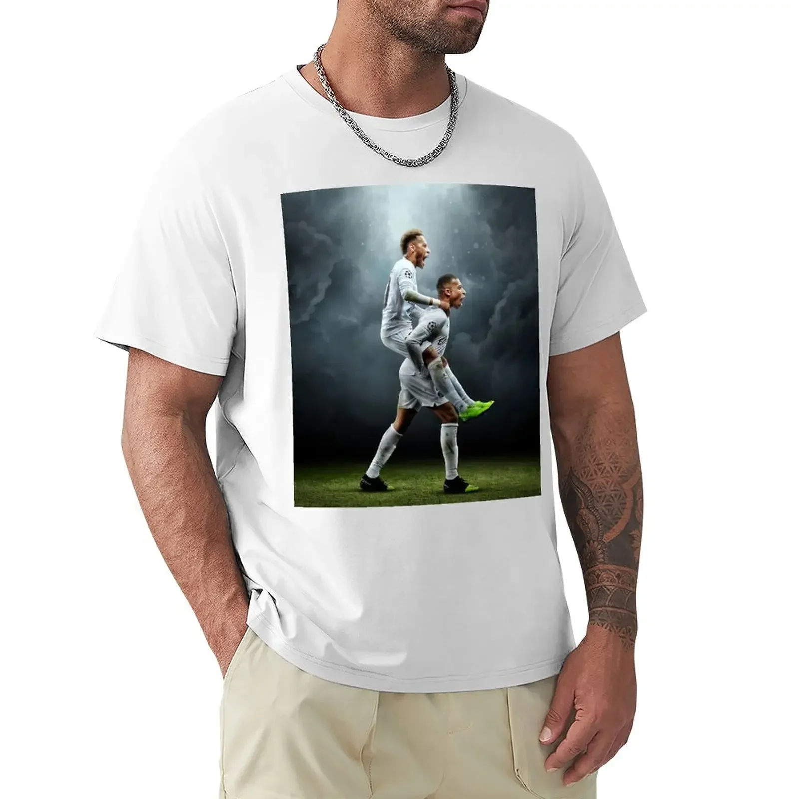 Top Quality Home USA Size  Movement Neymar And Jr Brazil Celebrate Soccer Striker 80 Premium Top Tee