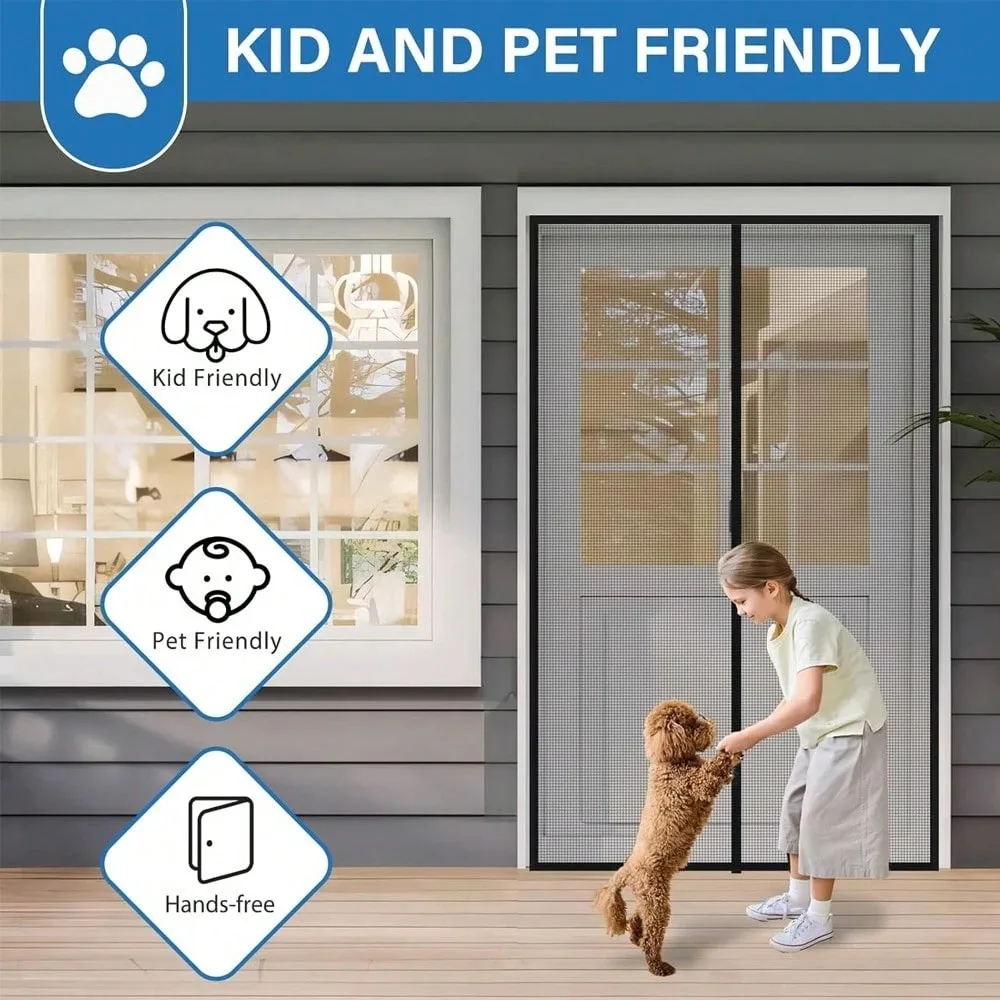 1pc Magnetic Suction Door Screen, Mosquito Net, Curtain, Flying Insects, Automatic Door Closer For Kitchen And Living Room