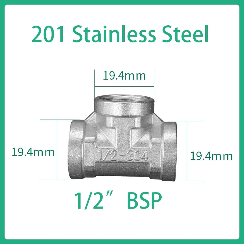 Roestvrijstalen T-Type T-T-Stuk 1/2 "3/4" 1 "Bsp Vrouwelijke Bsp Mannelijke Draad Snelkoppeling Koppeling Konektor untuk Udara Minyak Gas