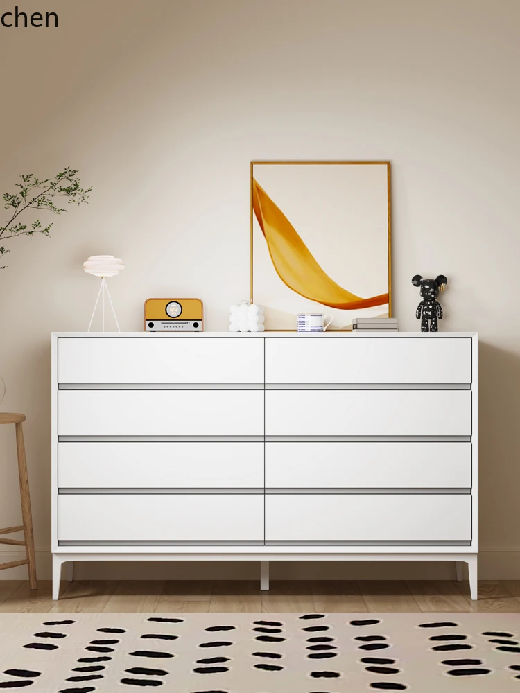 

LXC Solid Wood Eight-Drawer Cabinet for Bedroom and Living Room, Wall-Mounted Ultra-Thin Bedside Storage Cabinet