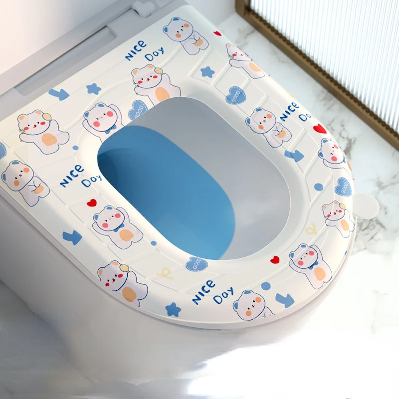 Cartoon Waterproof Toilet Seat, Thickened Toilet Mat, Antibacterial Seat, Universal Type, Household, Four Seasons, Summer