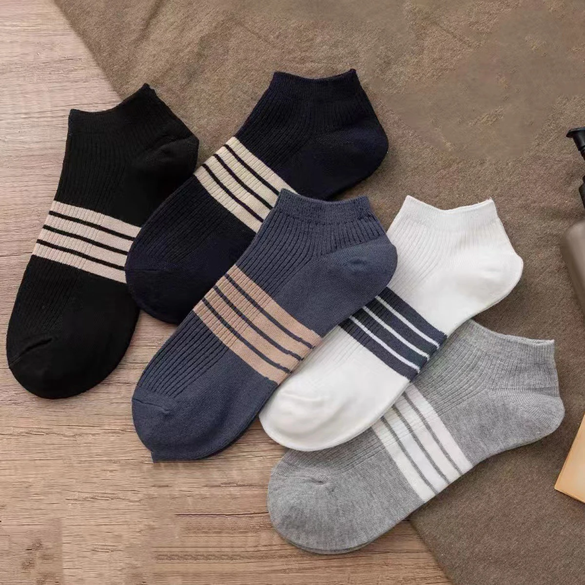 5 Paar Frühlings- und Sommer-Bootssocken für Männer, unsichtbare Socken