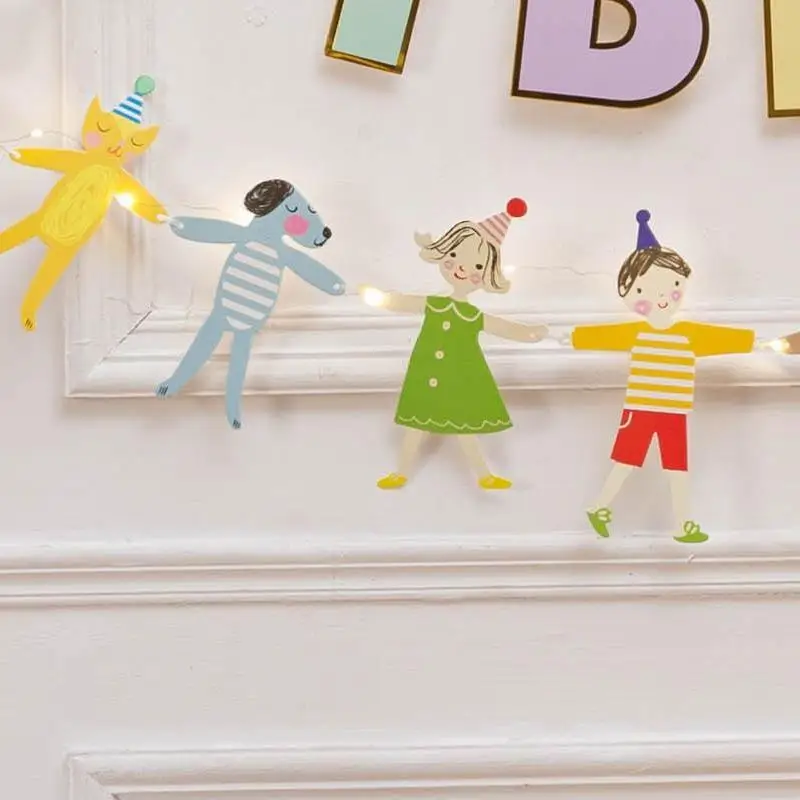 Niedliche Party-Dekoration, Wimpelkette, 8/12 Stück, „Hände in Händen“-Motiv, Jungen- und Mädchen-Motive, Katzen- und Hundemotive, für Kinderzimmer, Geburtstagsdekoration. – Detail 7
