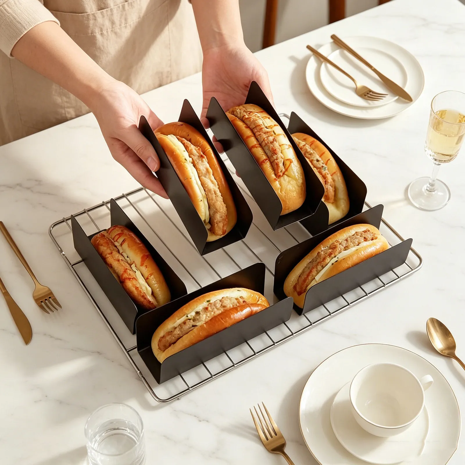 4Pcs U-Shape Bread Mold Carbon Steel Non-Stick Cookie Pan for Toast Pork Chop Buns Cake Baking Supplies U-Shape Cake Mold