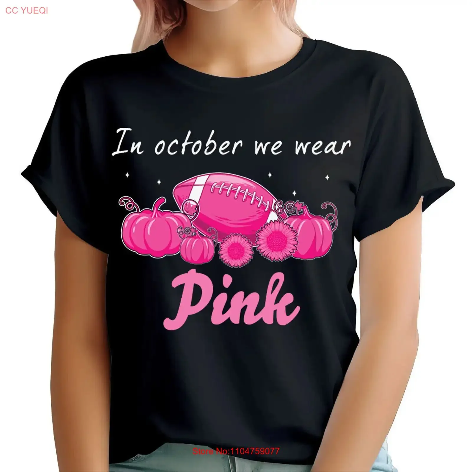 In October We Wear Pink Breast Cancer Awareness Womens T Shirt TA 188 vintage Washed fashion Casual designer clothes Stylish