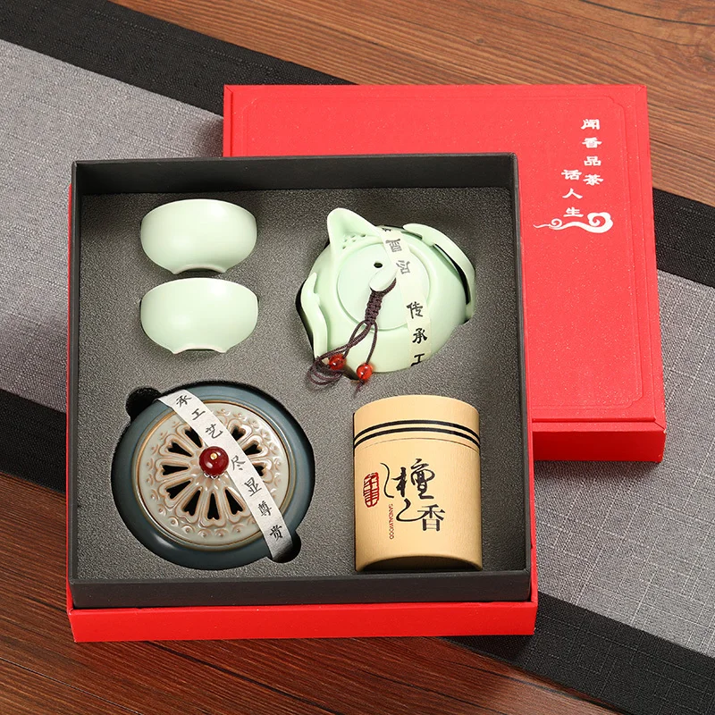 

Incense Tea Ceremony Set Spring Festival Gift Incense Burner Sandalwood Creative Ceramic Aromatherapy Burner Coil Incense Home I