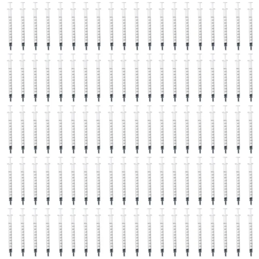 100PCS 1ml/cc Plastic Syringe No Needle with Cap Syringe for Liquid Individually Sealed Measuring Syringe Tools