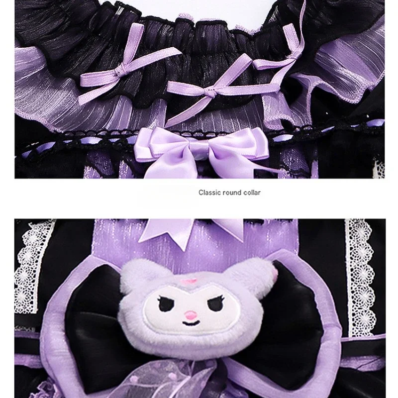 Vestido de princesa Sanrio Kuromi, falda Lolita de dibujos animados para niñas, traje de Carnaval para niños, disfraz de fiesta de cumpleaños