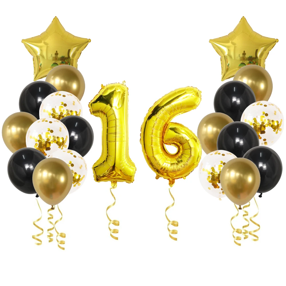 22pcs Number 30 Balloon 30 Digit Balloon Figure GGold Globe 30 18 25 40 50th Birthday Party