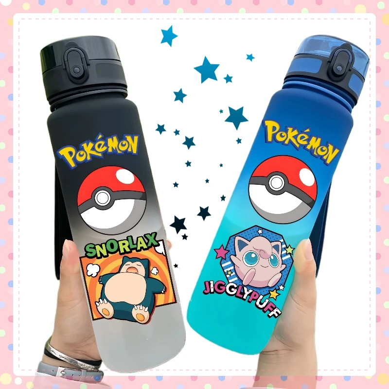 650ML Pokémon Cartoon Pikachu  Water Cup Portable Children's  Plastic Outdoor Sports Large Capacity Anti-drip Water Bottle Gift