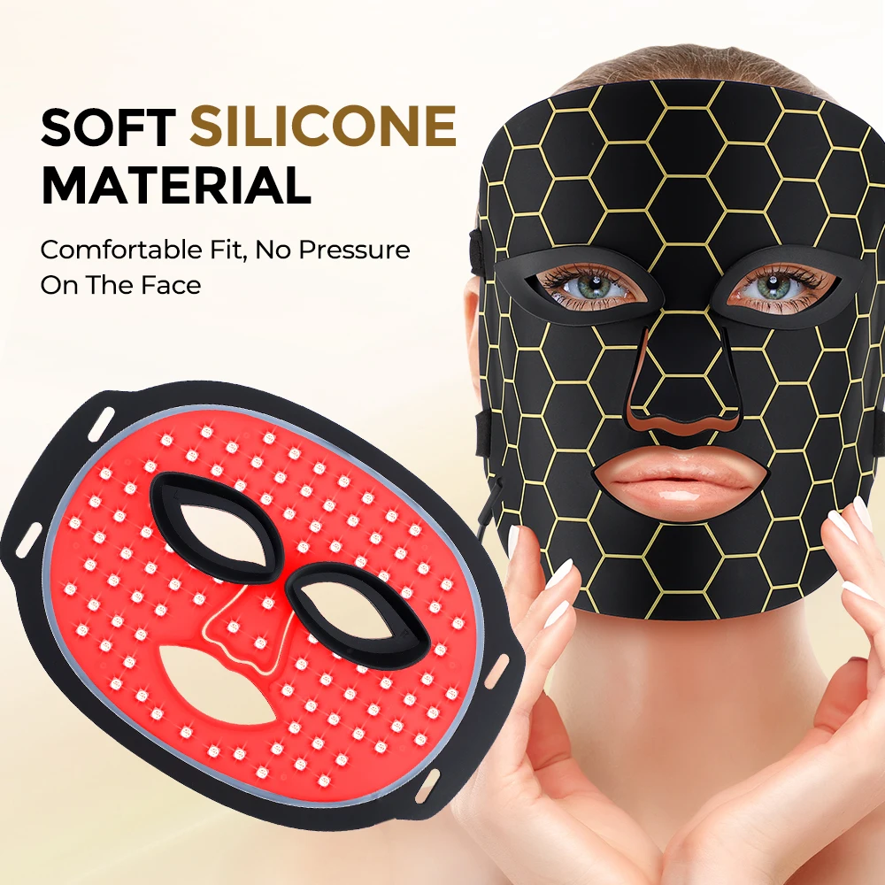 3モードLEDフォトマスク、小じわを薄くし、肌のトーンを明るくし、肌を修復し、顔と首の肌を柔らかくハリのある状態にします。