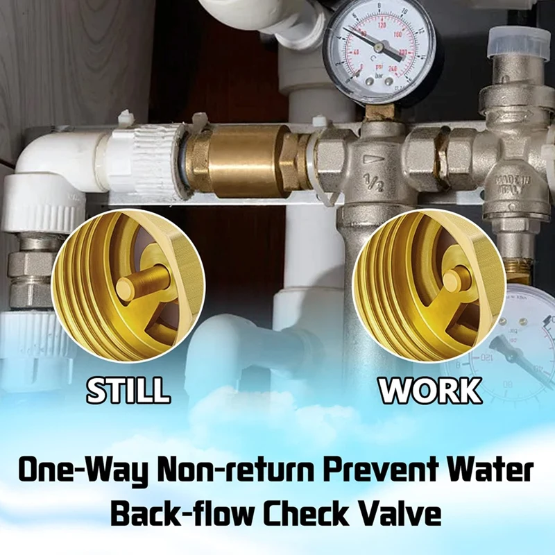 Hot 2PCS NPT Female Thread Spring Check Valve, Solid Brass Non Return One Way Horizontal Check Valve For Well, Pump