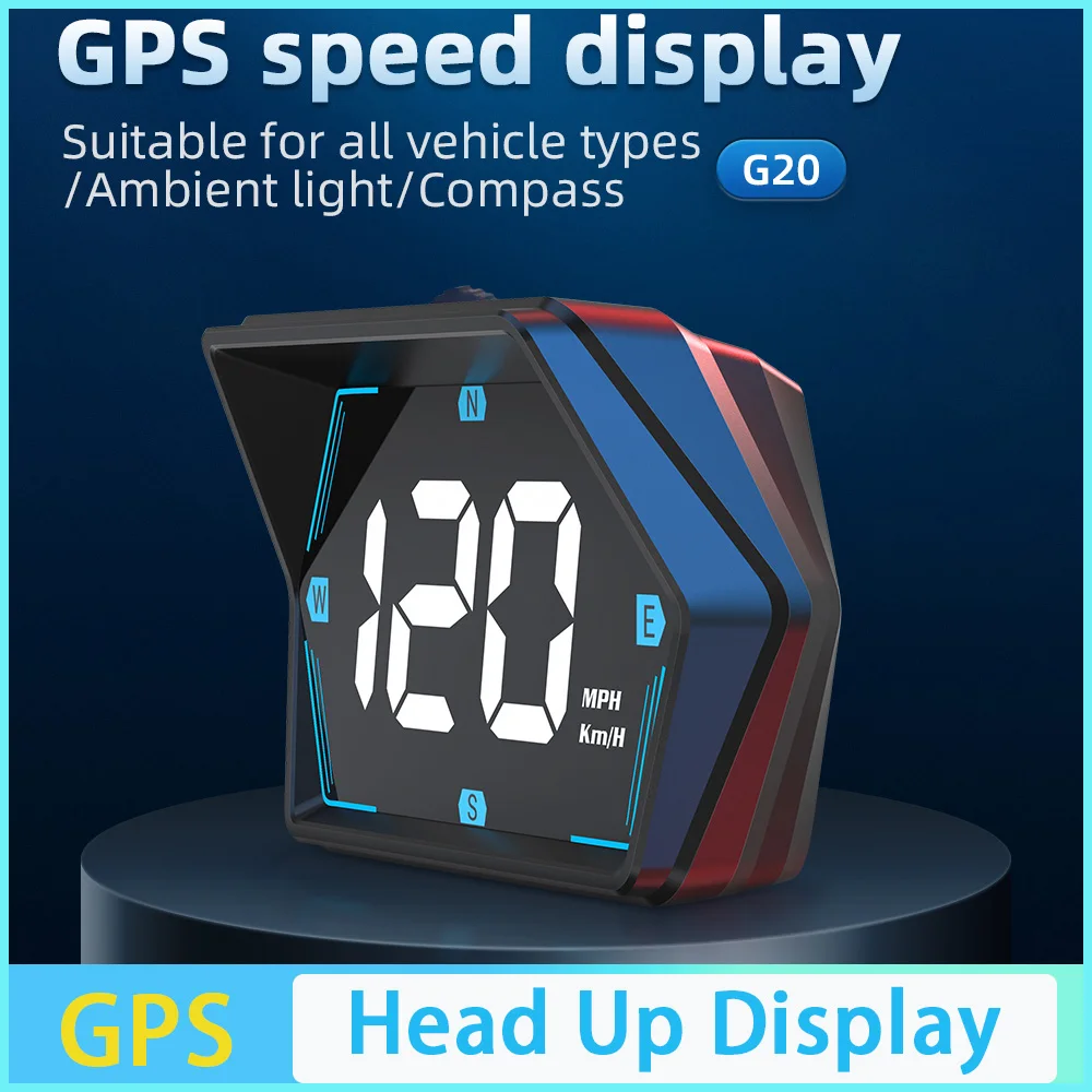 

HUD G20 Head up Display Car Digital Speedometer Large Font Compass Time Overspeed Warning Windshield Projector for all Vehicles