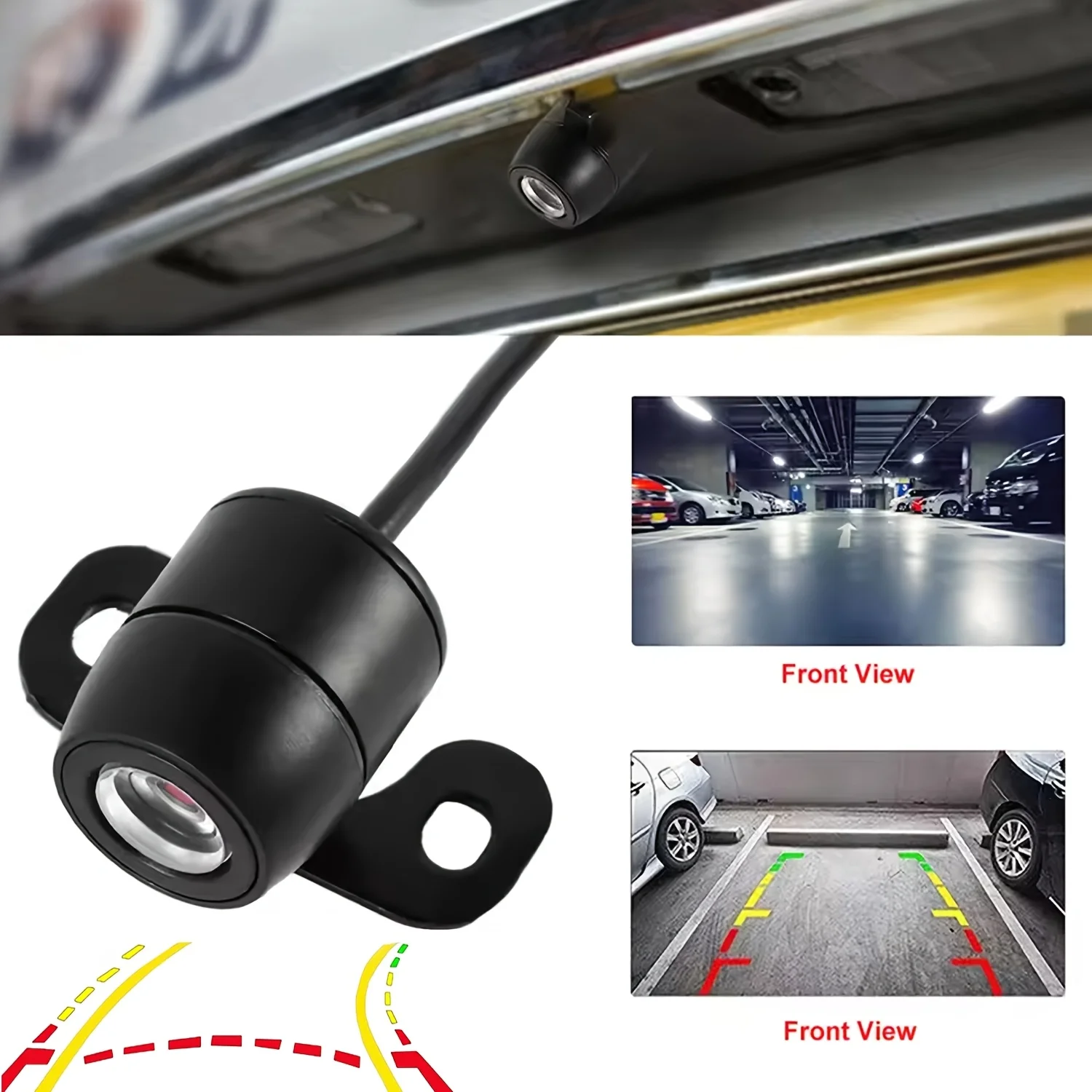 Dynamic Trajectory Car Backup Camera with Night Vision - Universal Fit, Flush Mount Design, Includes Installation Kit