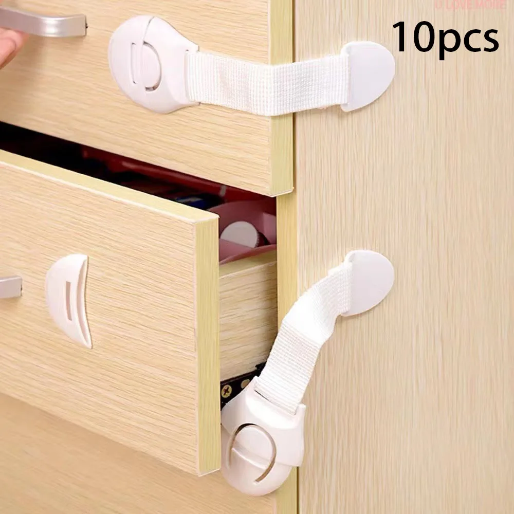 

10PCS Baby Anti-Pinch Hand Safety Protection Cloth Lock Drawer Refrigerator Cabinet Door Multi-Functional Ribbon Lock Buckle