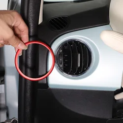 For Fiat 500 2016-2024 Aluminum Alloy Red Car Dashboard Side Air Outlet Decorative Ring Car Interior Accessories