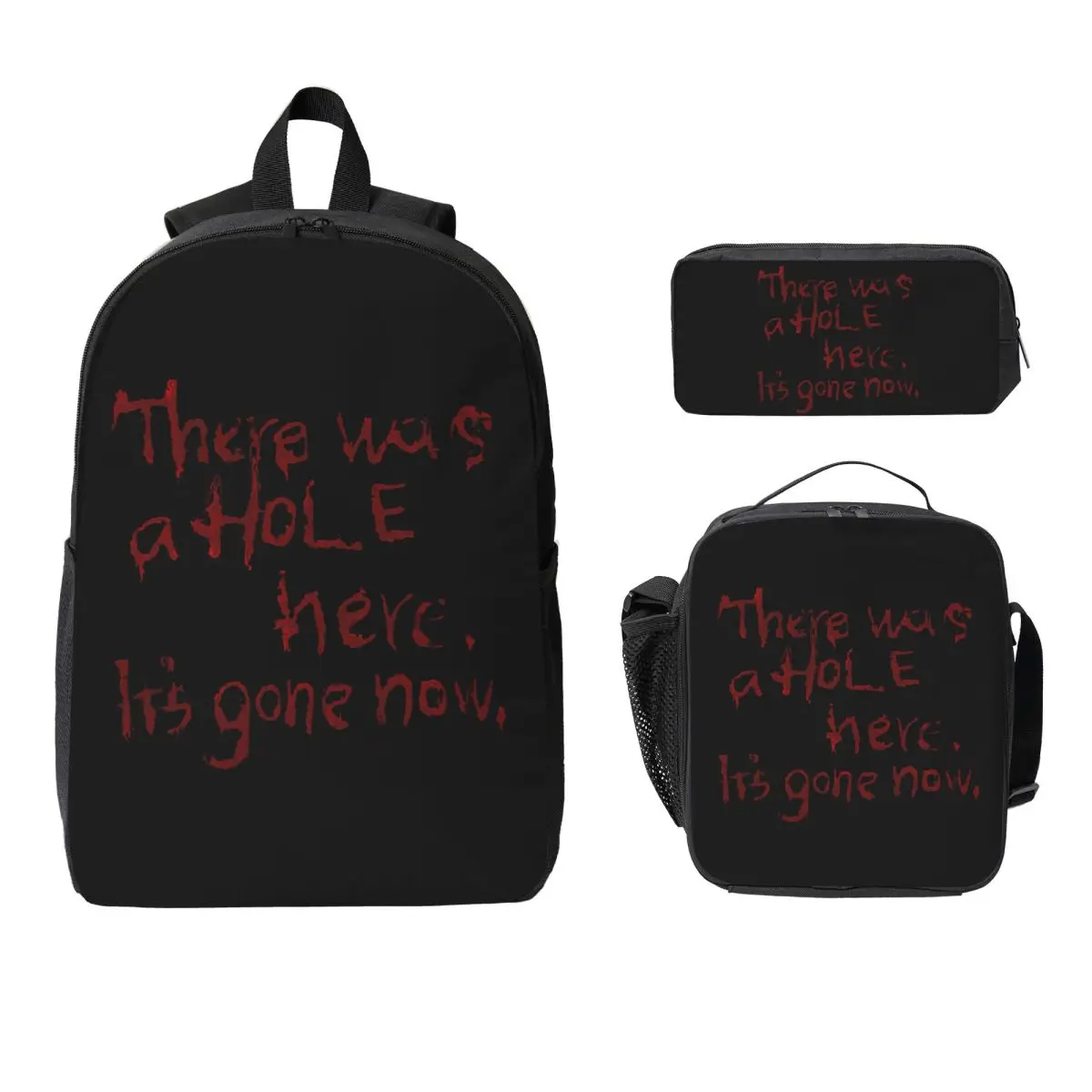 

There Was A Hole Here. Backpack Student BookBag School Bag Computer Shoulder Bags 3ps Insulated Lunch Bag Pencil Case