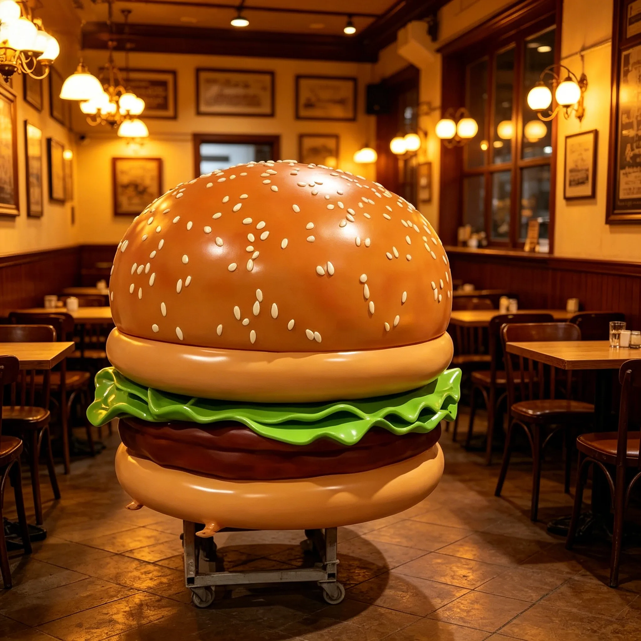 

Ultra-realistic resin burger and pizza sculpture modern giant simulated food model for indoor restaurant window display